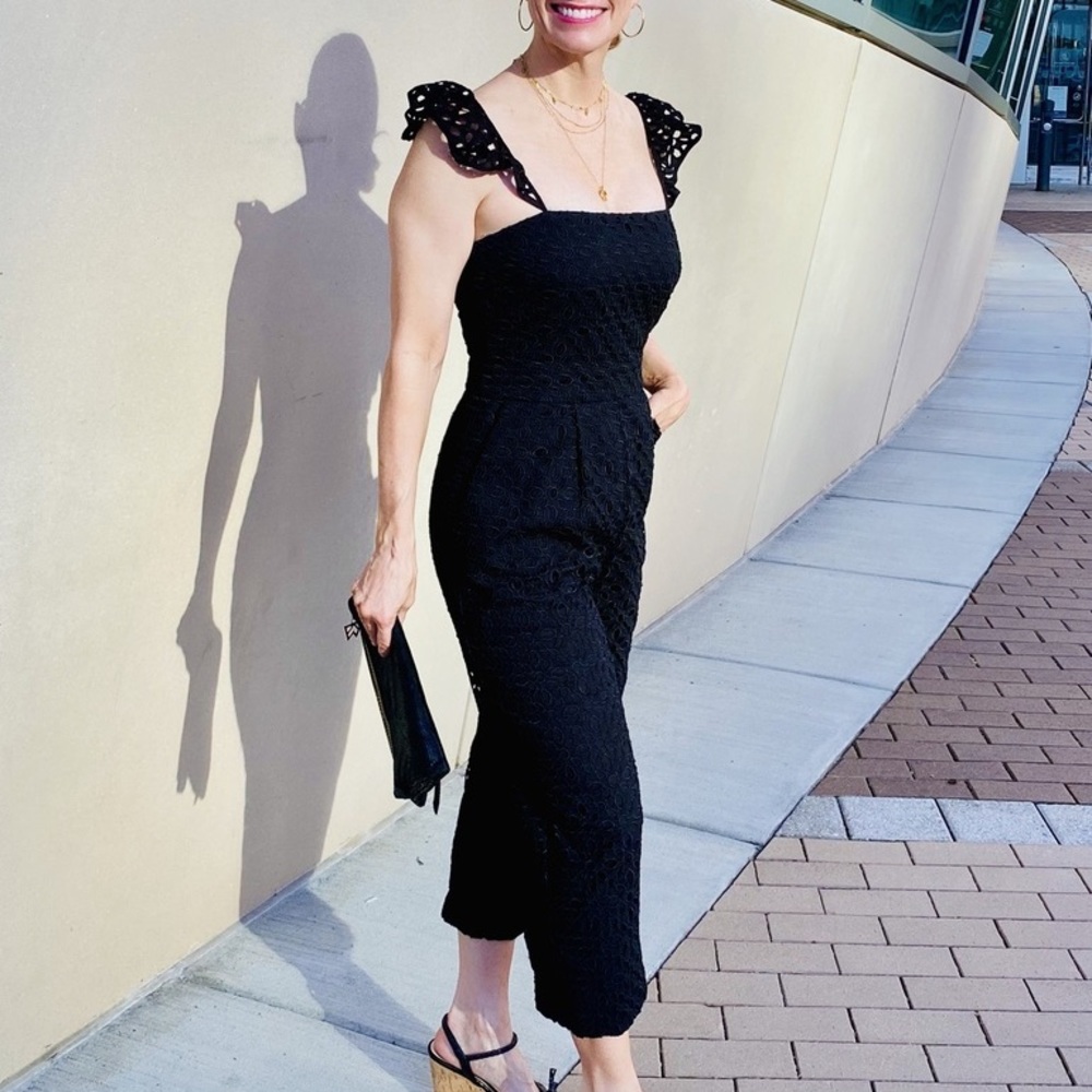 J. Crew Ruffle jumpsuit in embroidered eyelet